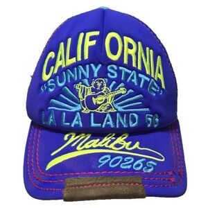 Vintage True Religion Malibu Trucker Hat Purple Neon Green Blue Adjustable OSFM